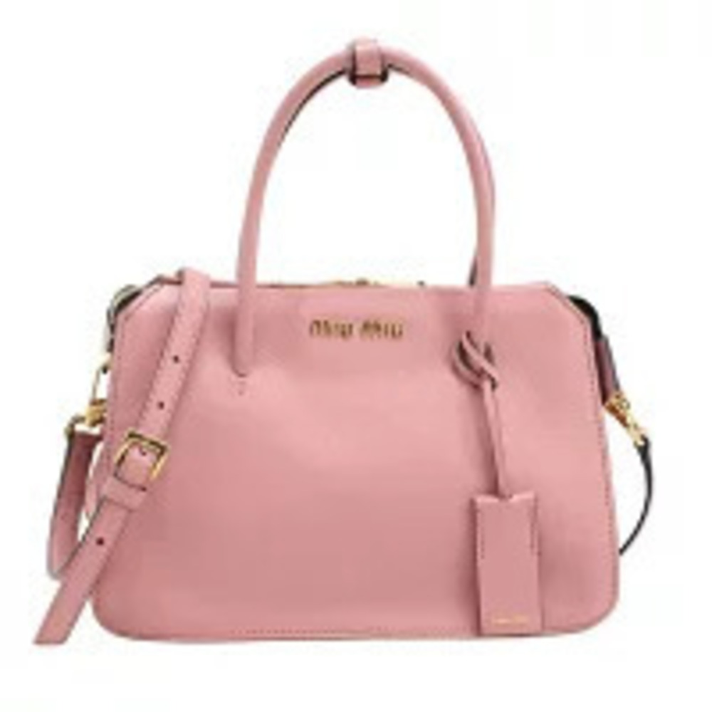 Miu Miu Madras pink leather 2way handbag dual top handles shoulder